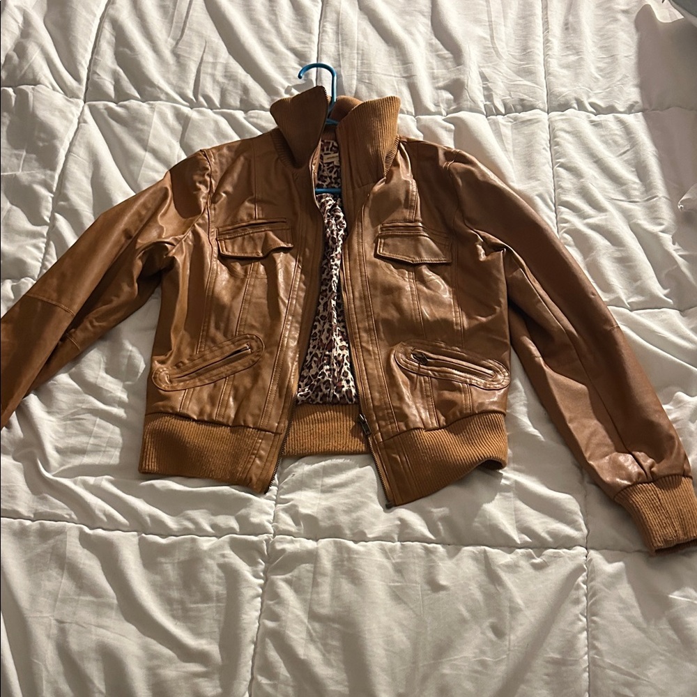 Brown Faux Leather Jacket